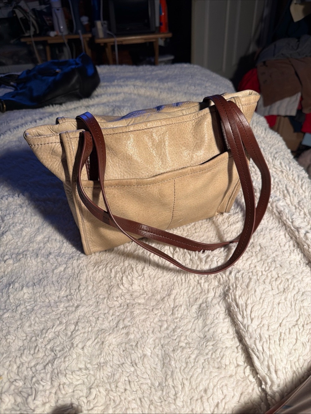 Hobo international leather Y2K Beige Shoulder Tote with Brown leather Straps